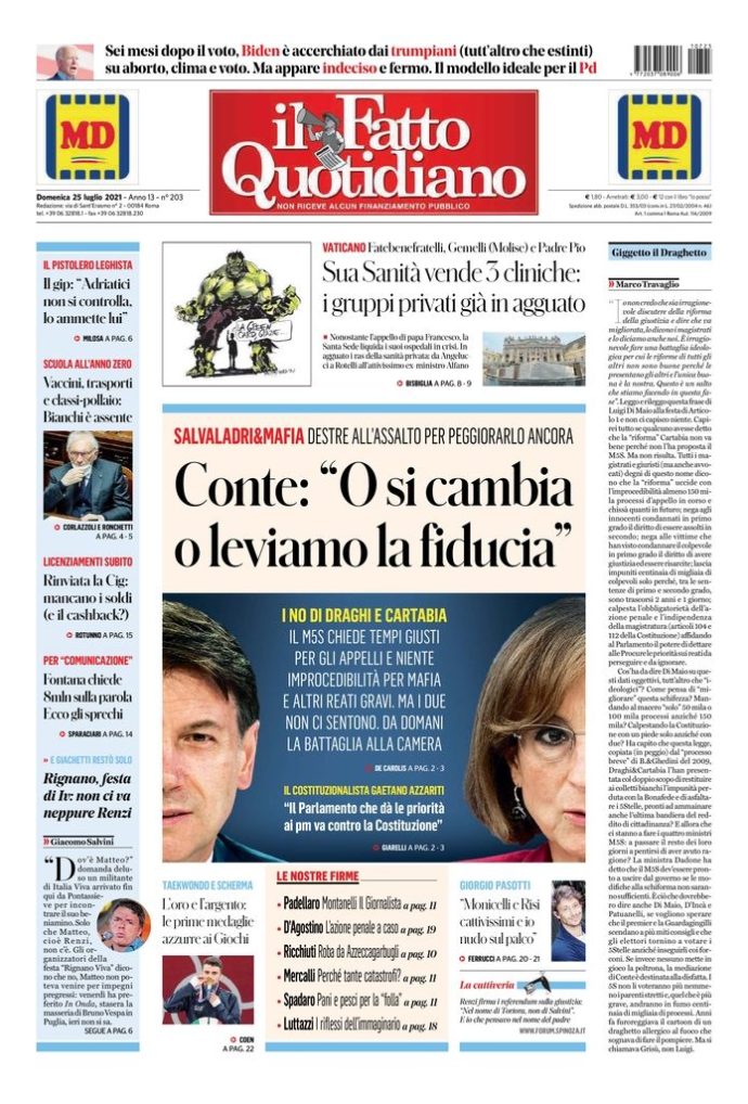 Copertina di domenica 25 luglio 2021