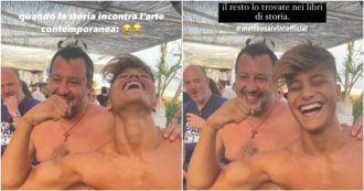 Copertina di Denis Dosio fa festa con Matteo Salvini al Papeete: “Quando la storia incontra l’arte contemporanea”. Polemiche social, lui: “Sciallatevi, questo virus vi fa male”