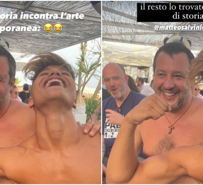 Denis Dosio fa festa con Matteo Salvini al Papeete: “Quando la storia incontra l’arte contemporanea”. Polemiche social, lui: “Sciallatevi, questo virus vi fa male”