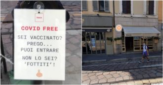 Copertina di Milano, polemiche per un cartello esposto da un locale: ‘Sei vaccinato? Puoi entrare. Non lo sei? Fottiti’. Il gestore: ‘Minacce, ma non mollo’