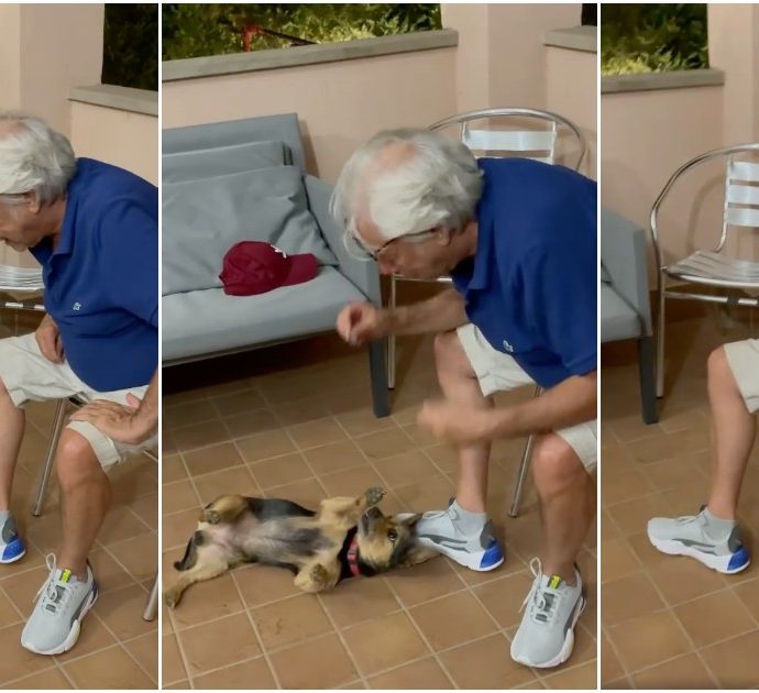 Nino D’Angelo e il cane Ciak che esegue ogni comando, il video postato su Facebook