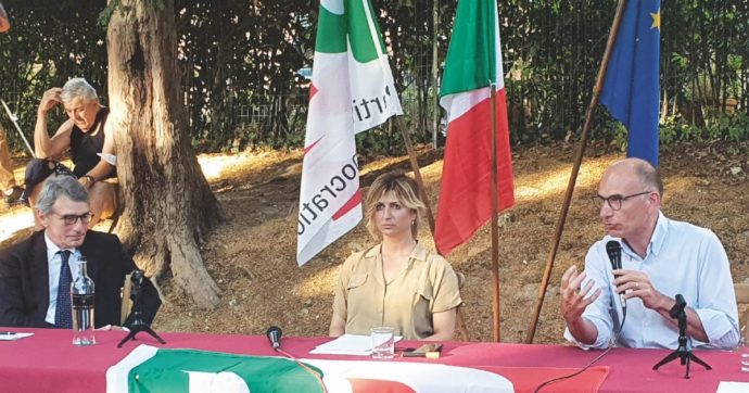 La destra al comizio di Letta, tra vigneti, cedri e grana Mps