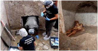 Copertina di Scoperta a Pompei una tomba con resti umani semi-mummificati: “Sepoltura inusuale” – Le immagini