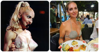 Copertina di Chiara Ferragni “iconica come Madonna”: va al ristorante in reggiseno. I social commentano così