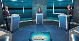Copertina di Elezioni Germania, il primo confronto fra i tre candidati: Scholz rintuzza gli attacchi di Laschet. E la sua Spd è prima nei sondaggi