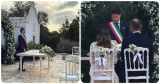 Copertina di Giuseppe Conte in fascia tricolore, i commentatori si lasciano andare: “Come sei bello”. L’ex premier ha celebrato le nozze del suo social media manager