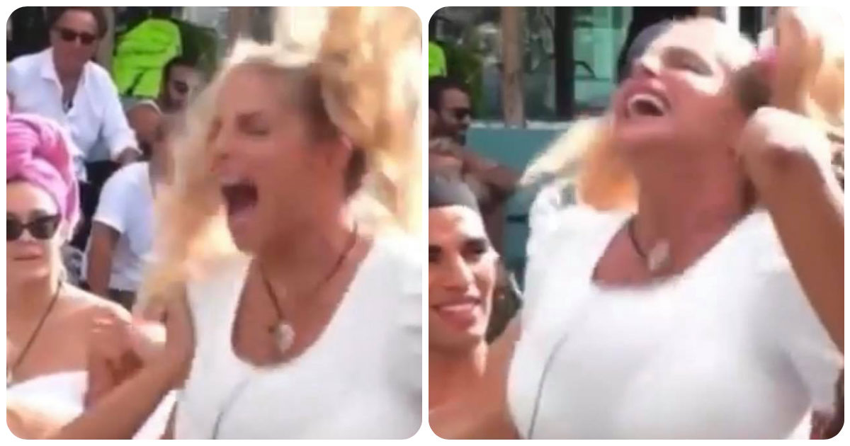 Grande Fratello Vip, Francesca Cipriani riceve una sorpresa dal fidanzato e si butta a terra urlando. La reazione diventa virale
