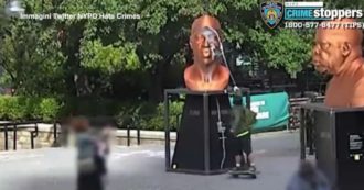 Copertina di Vandalizzata la statua di George Floyd a New York: le telecamere beccano l’imbrattatore – Video