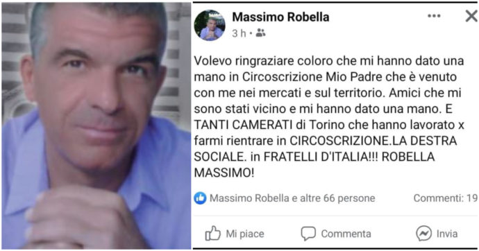 Il neo-eletto consigliere di Fratelli d’Italia a Torino: “Ringrazio i camerati”. Bufera dalle opposizioni: “Meloni prenda le distanze”