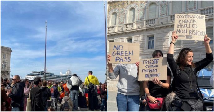 No Green pass, in centinaia in piazza a Trieste. E nasce il Coordinamento 15 ottobre: “Non scenderemo a patti con nessuno”