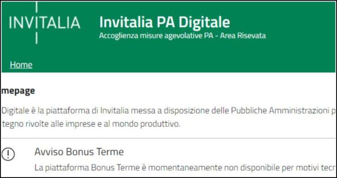 Bonus terme, in tilt la piattaforma di Invitalia. Rinvio delle prenotazioni al 9 novembre