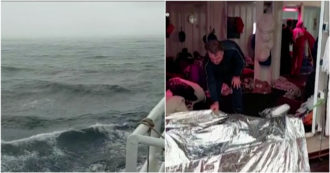 Copertina di Altra notte di tempesta per i 306 migranti a bordo della Ocean Viking: la furia delle onde alte due metri – Video