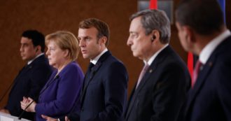 Copertina di Conferenza sulla Libia, Macron: “Elezioni il 24 dicembre”. Draghi: “La situazione sbarchi è insostenibile, l’Ue deve trovare un accordo”