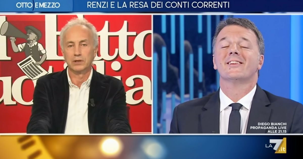 Otto e mezzo, Travaglio legge a Renzi il piano inviato da Rondolino all’ex premier per “distruggere gli avversari”. La replica: “Ho detto no a quel metodo”. Gruber: “Ma questa risposta nelle carte non c’è”