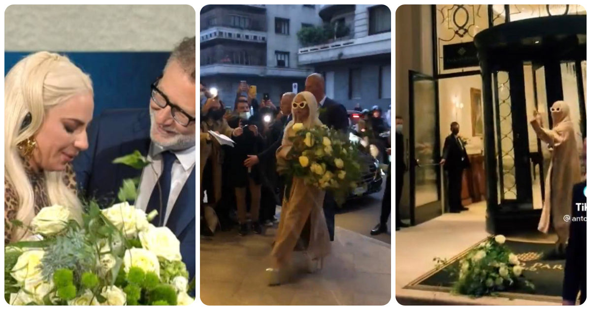 Lady Gaga e il regalo di Fabio Fazio non gradito: getta a terra i fiori ricevuti a Che Tempo Che Fa
