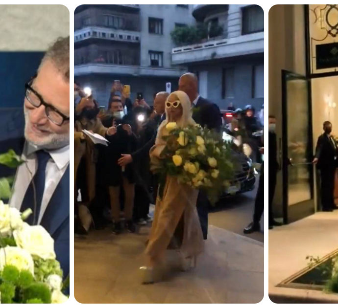 Lady Gaga e il regalo di Fabio Fazio non gradito: getta a terra i fiori ricevuti a Che Tempo Che Fa