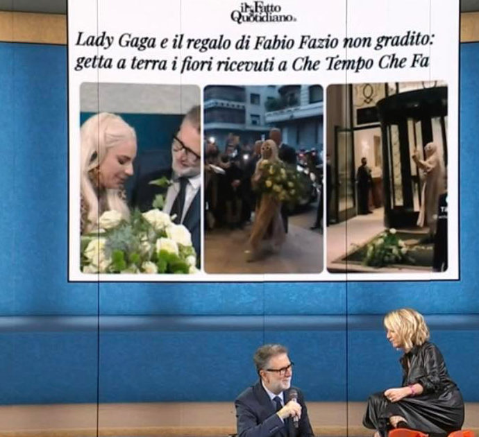 Che Tempo che Fa, Fabio Fazio e i suoi fiori gettati a terra da Lady Gaga: “Ecco perché lo ha fatto”