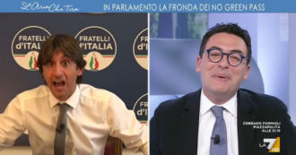 Copertina di Donzelli (FdI) sbotta contro il conduttore di La7 Magnani: “Non mi fate parlare. L’opposizione in Italia non vi piace”. “Devo dare la pubblicità”