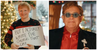 Copertina di Ed Sheeran e Elton John cantano insieme ‘Merry Christmas’: il video è ispirato a Love Actually