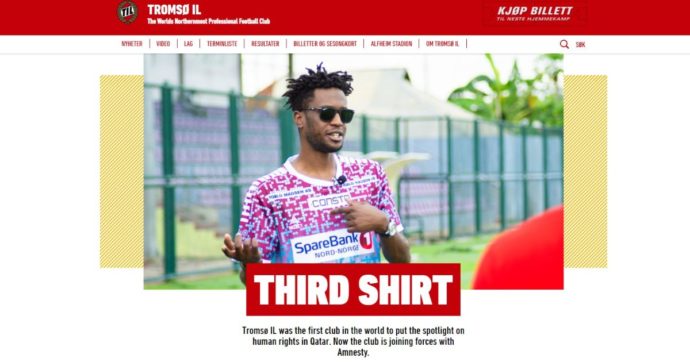 L’ultima sfida del Tromsoe: la nuova maglia da gioco è un QR code che rimanda alle notizie sui diritti calpestati per i Mondiali in Qatar