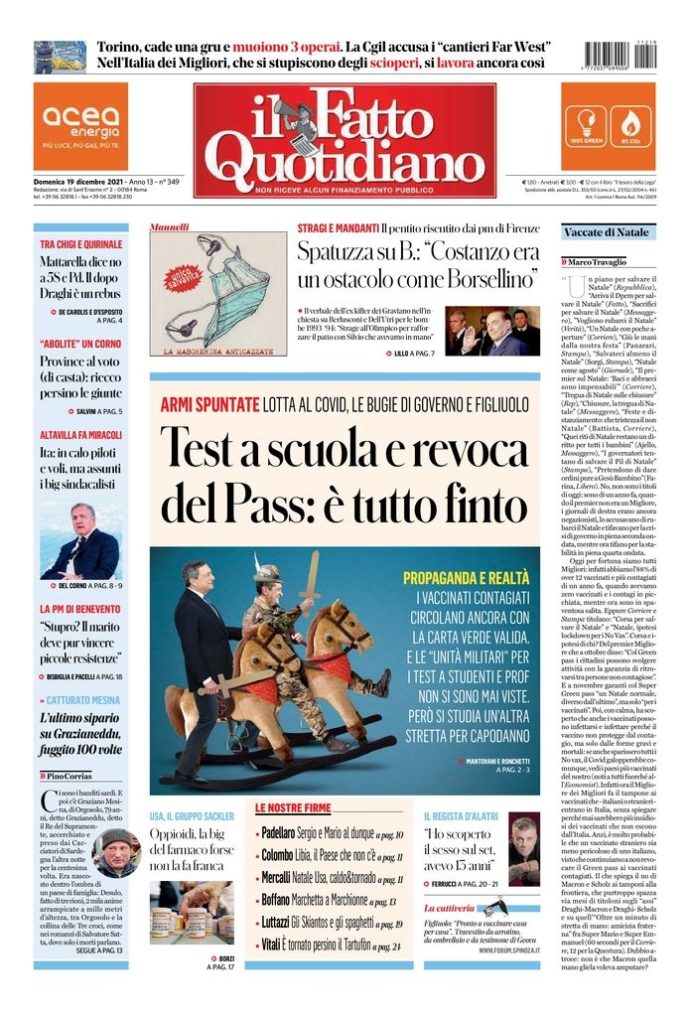 Copertina di domenica 19 dicembre 2021