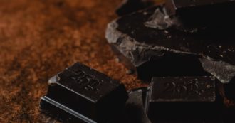 Copertina di Cioccolato fondente, i benefici per salute e umore: bastano 3 quadratini al giorno per ridurre rischio di infarto, ictus e depressione. Consigliato in diete dimagranti