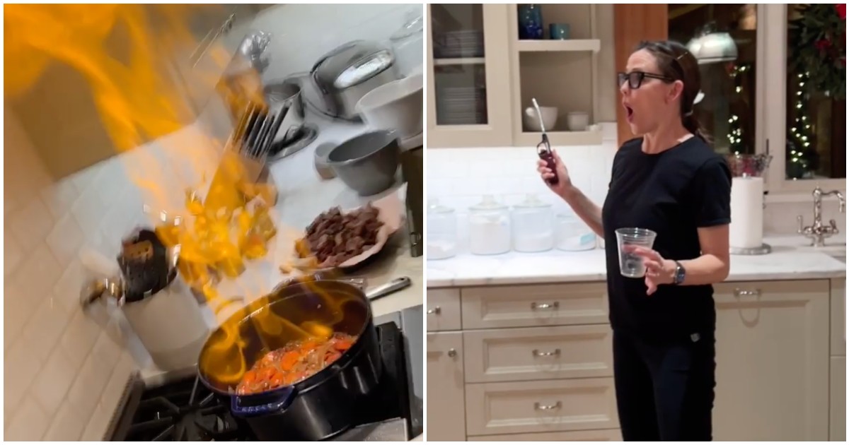 Jennifer Garner, brûle la cuisine : trop de cognac dans le « boeuf bourguignon » et la flamme monte de la casserole – VIDEO
