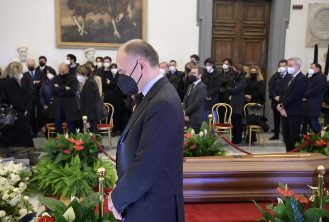 Secretary of the Democratic Party Enrico Letta pay tribute to the family of  President of the European Parliament, David Sassoli burning chamber in Campidoglio, Rome, Italy, 13 January 2022. Late David Sassoli will lie in state at the Rome city hall ahead of the state funeral on 14 January. European Parliament President David Sassoli has died at the age of 65 early morning on 11 January in Aviano, Italy where he was hospitalized, his spokesman announced.
ANSA/Claudio Peri