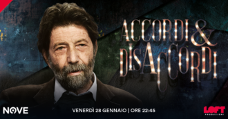 Copertina di Massimo Cacciari ospite di Accordi&Disaccordi in diretta venerdì 28 gennaio alle 22.45 sul Nove. Con Marco Travaglio