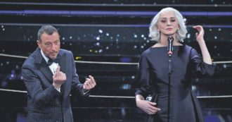 Copertina di Sanremo 2022, gli ascolti della terza serata: ancora boom per Amadeus, 54,1% di share. Il picco durante l’esibizione di Irama