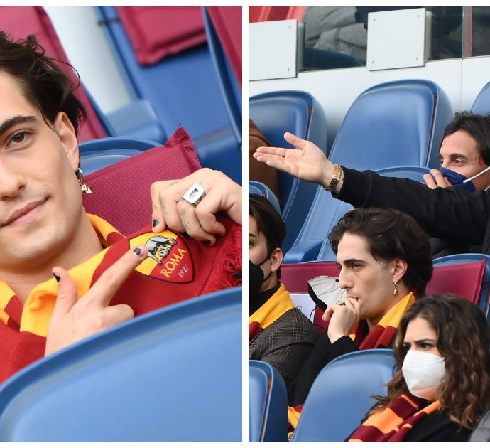 Roma-Genoa, Damiano dei Maneskin all’Olimpico insieme a Francesco Totti