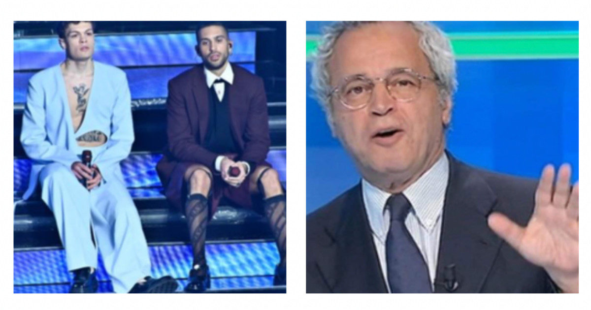 Sanremo 2022, i calcoli matematici di Enrico Mentana: “Lui ha 77 anni ed è del 44, lei 44 ed è del 77…”. I commenti: “Direttore ma che trip è questo?”