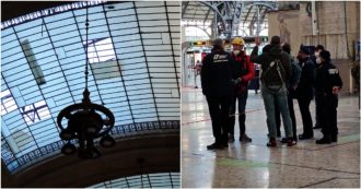 Vento a Milano, si stacca una parte del tetto della stazione Centrale: le immagini dei danni