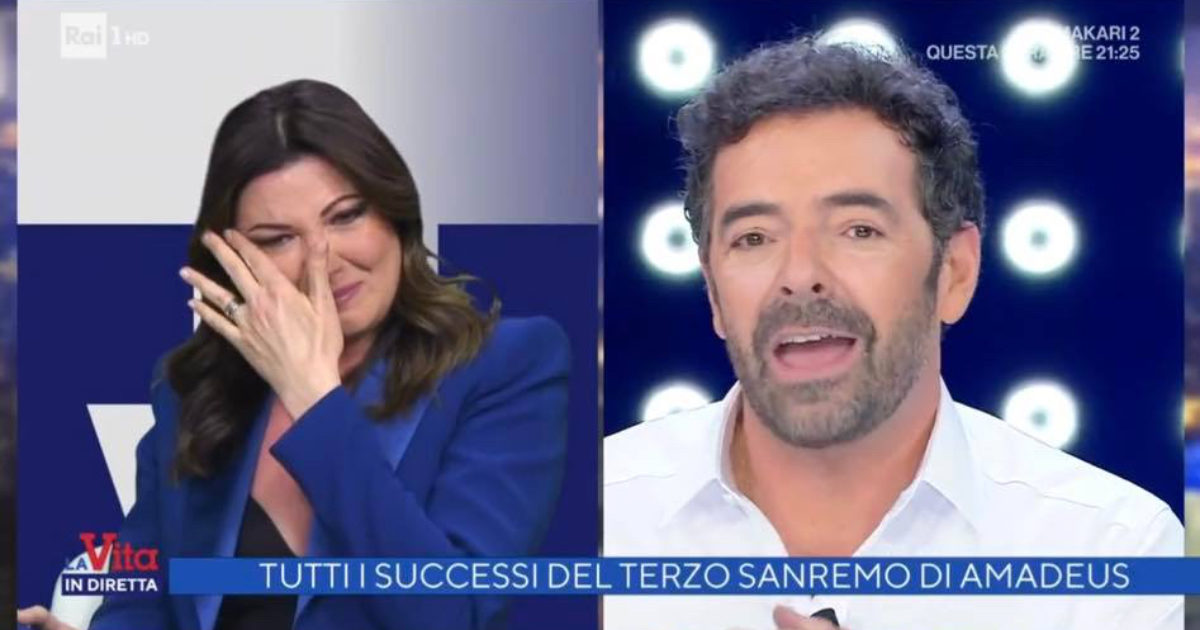 La vita in diretta, Giovanna Civitillo scoppia a piangere per Amadeus: Alberto Matano reagisce così