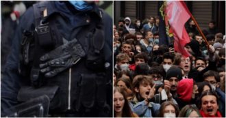 Copertina di Scuola, continua la mobilitazione: a Milano 500 studenti in corteo per le vie della città. Gli agenti in tenuta antisommossa con le bodycam