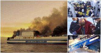 Copertina di Incendio sul traghetto Grimaldi verso Brindisi, ministro greco: “12 i dispersi”. Altre intrappolate a bordo: due salvate nel garage