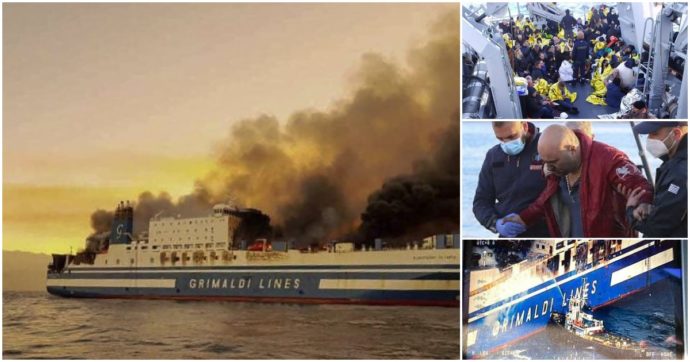 Incendio sul traghetto Grimaldi verso Brindisi, ministro greco: “12 i dispersi”. Altre intrappolate a bordo: due salvate nel garage