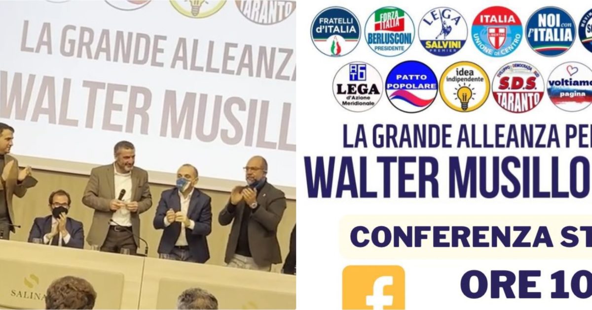 Taranto, centrodestra candida l’ex segretario Pd Musillo: “Non rinnego la mia storia. Inciucio? Molti in Italia guardano l’esperimento positivo”