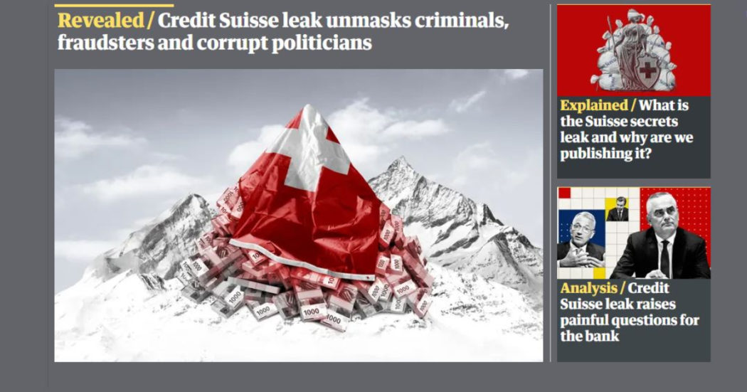 “Tra i clienti di Credit Suisse trafficanti di esseri umani, omicidi, corrotti e torturatori. Nascosti ottanta miliardi di dollari”