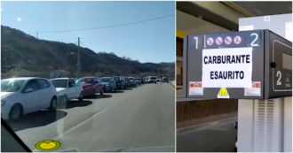Copertina di Cosenza, lunghe file ai distributori per la protesta degli autotrasportatori. E c’è chi espone i cartelli: “Carburante esaurito” – Video