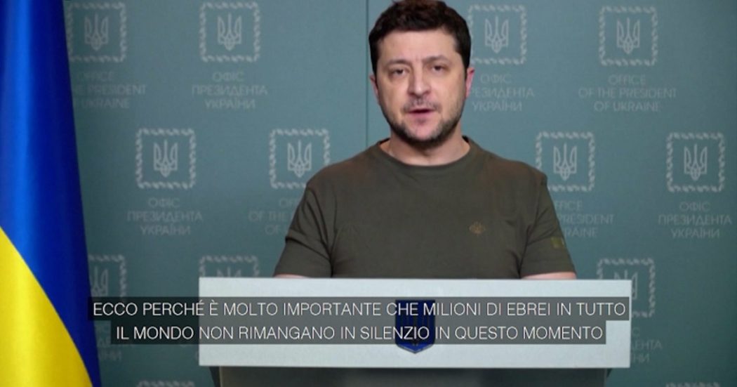 Guerra Russia-Ucraina, Zelensky: “Ebrei nel mondo non restino in silenzio. Vogliono cancellare la nostra storia”