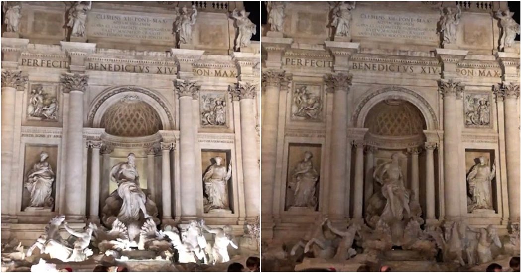 M’illumino di meno, spente le luci a Montecitorio, Palazzo Chigi e Fontana di Trevi: le immagini