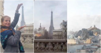Copertina di La Tour Eiffel e il centro di Parigi sotto le bombe nel video diffuso da Kiev: “Immaginate se Putin attaccasse un altro Paese europeo”