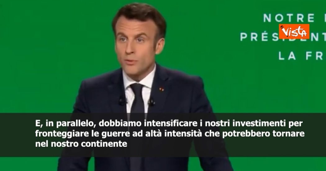 Il presidente francese Macron: “Intensificare investimenti in armamenti per saper affrontare una guerra ad alta intensità”