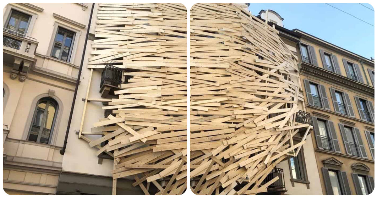 Milano, ecco perché alcuni edifici sono coperti di assi di legno