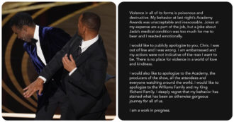 Copertina di Oscar 2022, Will Smith scrive un post di scuse a Chris Rock: “Il mio comportamento è stato inaccettabile”