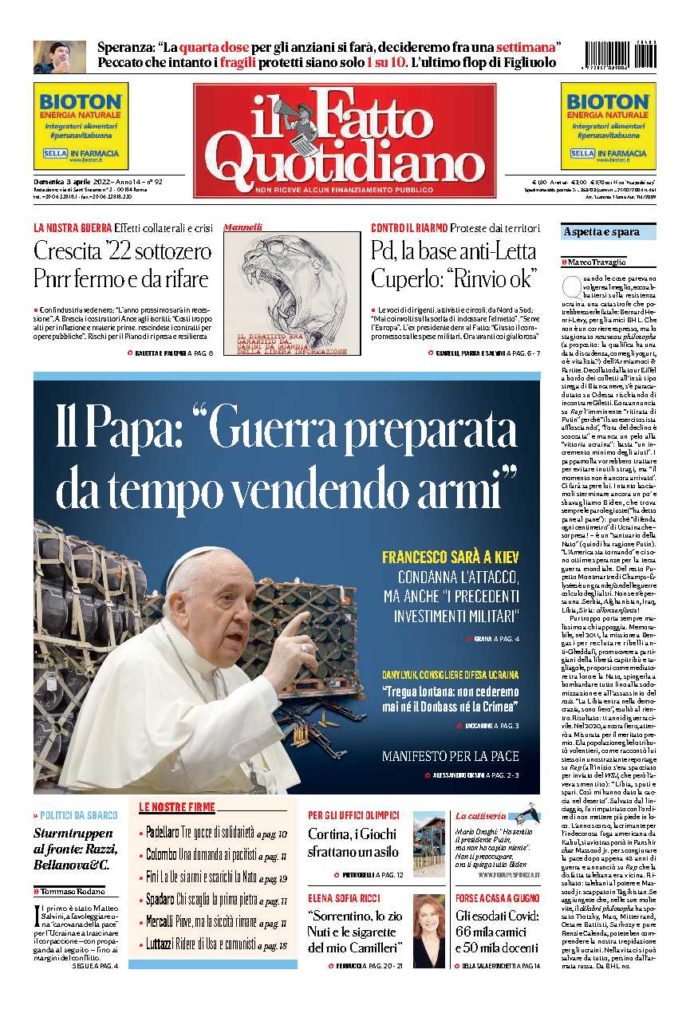 Copertina di domenica 3 Aprile 2022