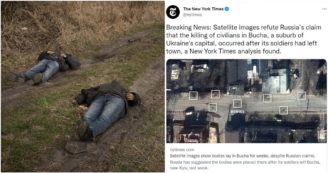 Copertina di “A Bucha corpi dei civili in strada già dall’11 marzo”: il New York Times smonta la tesi di Mosca mostrando le immagini satellitari