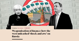 Copertina di Financial Times: “Fu Draghi a convincere l’Ue a bloccare le riserve alla banca centrale russa”. La trattativa con Yellen subito dopo l’invasione