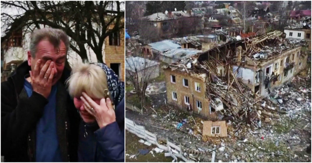 Guerra Russia-Ucraina, la disperazione dei residenti di Borodyanka davanti alle loro case distrutte – Video